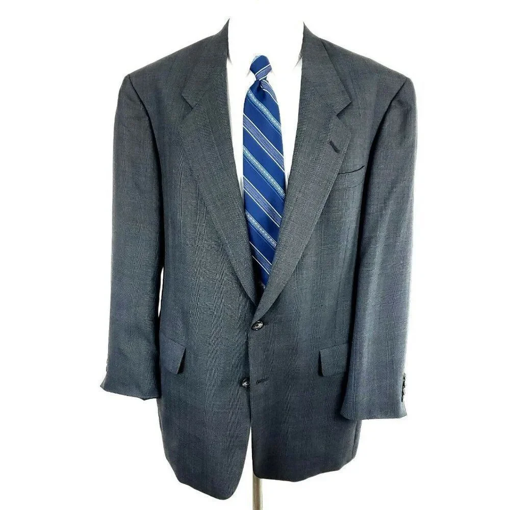 Hart Schaffner Marx 44L 2 Button Glen Check Wool‎